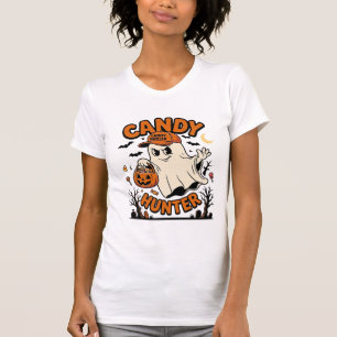 Camiseta Cazador de dulces Halloween Fantasma Calabaza Cube