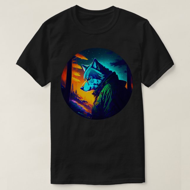 Camiseta Cazador de lobos en el bosque (Diseño del anverso)