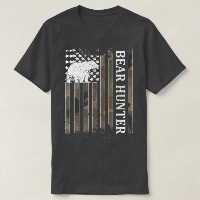 Camiseta Cazador de oso Bandera Americana Bear Hunting Love (Diseño del anverso)