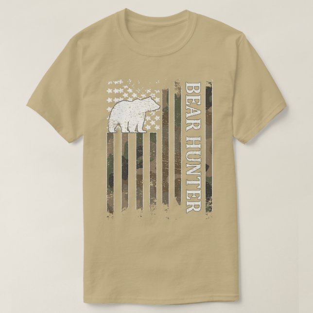 Camiseta Cazador de oso Bandera Americana Oso Cazador de os (Diseño del anverso)