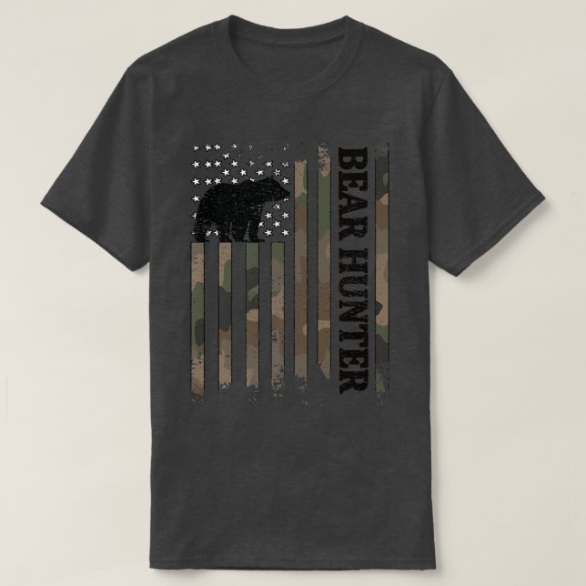 Camiseta Cazador de oso Bandera Americana Oso Cazador de os (Diseño del anverso)