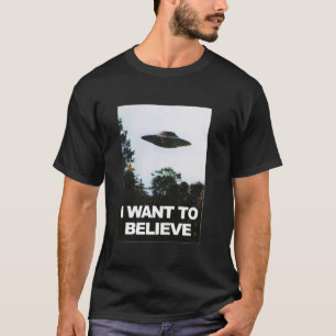 Camiseta Cazador de OVNI alienígena que quiero creer
