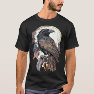 Camiseta Cazador de sueños de cuervo tribal acuarela Cuervo