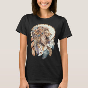 Camiseta Cazador de sueños de león tribal acuarela León 1