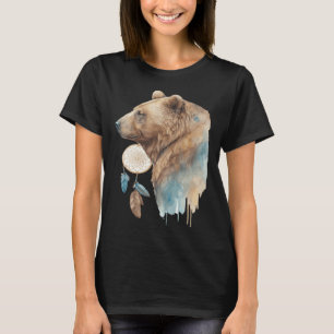Camiseta Cazador de Sueños de Oso Tribal Acuarela Oso
