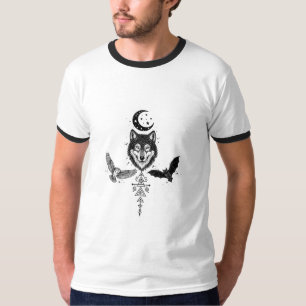 Camiseta Cazador de sueños del tótem sagrado del lobo y el 