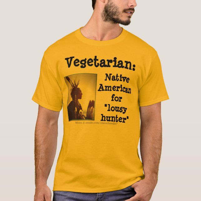 Camiseta Cazador vegetariano/malísimo (Anverso)