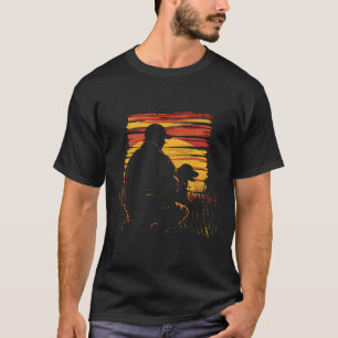 Camiseta cazador y su vintage leal de perro
