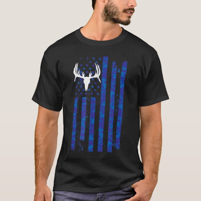 Camiseta Cazadora de camuflaje de la bandera estadounidense (Anverso)