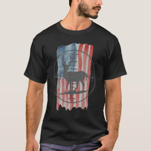 Camiseta Cazadores De Venados En La Bandera Estadounidense