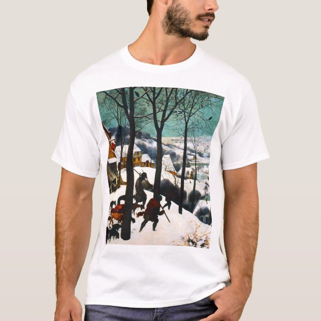 Camiseta Cazadores en el paisaje de la nieve Pieter Bruegel (Anverso)