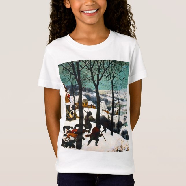 Camiseta Cazadores en el paisaje de la nieve Pieter Bruegel (Anverso)