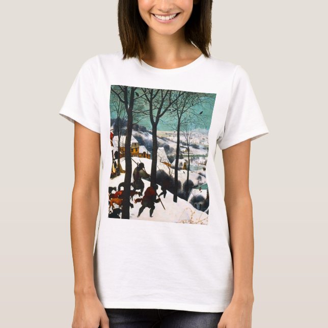 Camiseta Cazadores en el paisaje de la nieve Pieter Bruegel (Anverso)