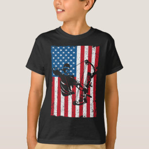 Camiseta Cazando a Archer Bandera Americana Bowcazter