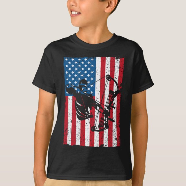 Camiseta Cazando a Archer Bandera Americana Bowcazter (Anverso)