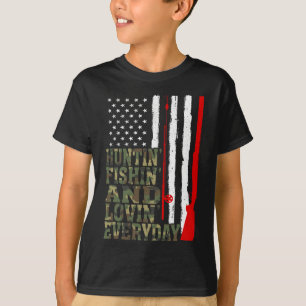 Camiseta Cazando Pescando Y Amando Todos Los Días Cazando P
