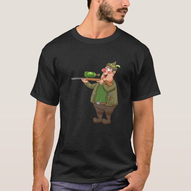 Camiseta Cazando vino de cerveza por un cazador (Anverso)
