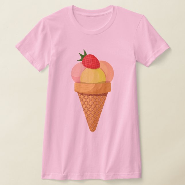 Camiseta Cazas de helado y fresa en cono de waffle T-S (Distribución)