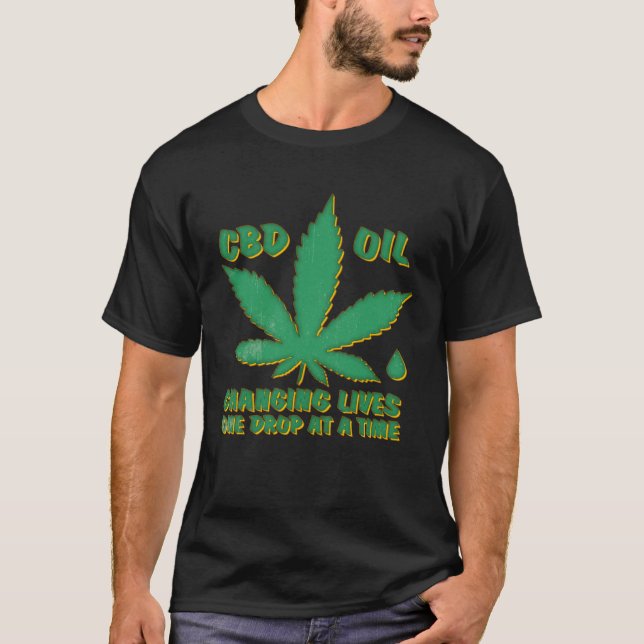 Camiseta CBD Oil Changing Lives One Drop At A Time CBD Oil (Anverso)