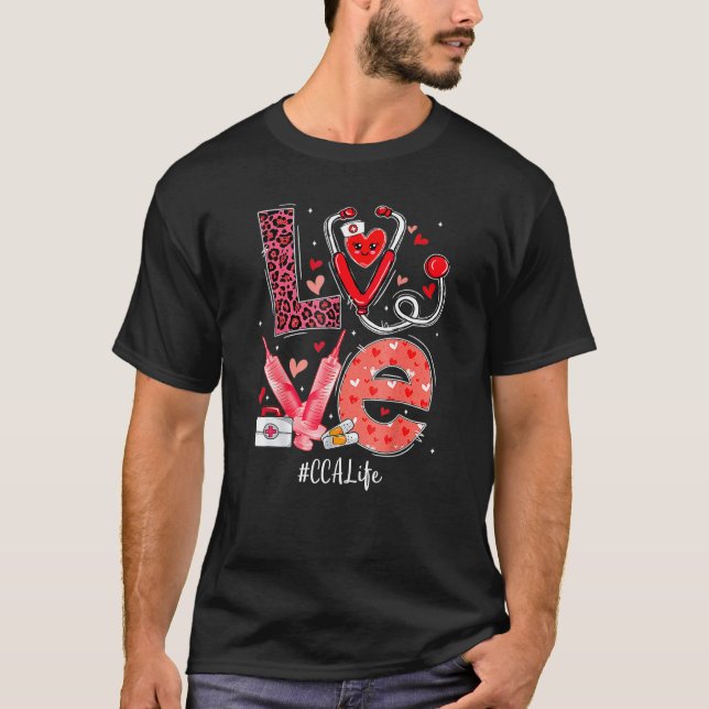 Camiseta Cca Enfermera Vida Amor Corazón Stethoscope Rn Enf (Anverso)