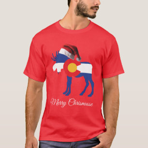 Camiseta Ccolorado Moose con un gorra de Santa Claus