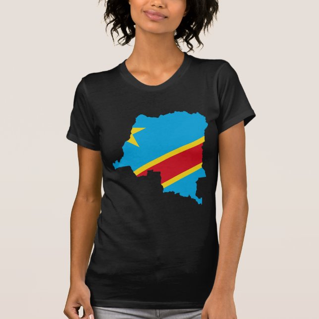 Camiseta CD del mapa de la bandera de Congo (Anverso)