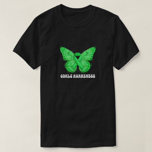 Camiseta CDKL5 Mes de Conciencia Mariposa de Cinta Verde (Diseño del anverso)