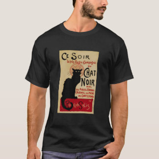 Camiseta Ce Soir Chat Noir Viejo Art Nouveau Gato Negro
