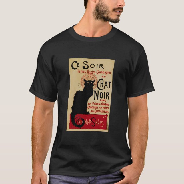 Camiseta Ce Soir Chat Noir Viejo Art Nouveau Gato Negro (Anverso)