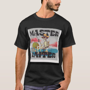 Camiseta Cebo maestro retro con esqueleto de pesca