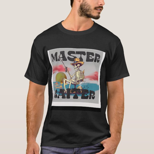 Camiseta Cebo maestro retro con esqueleto de pesca (Anverso)
