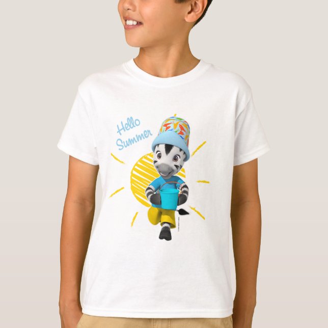 Camiseta Cebra adorable del muchacho del verano de ZOU hola (Anverso)