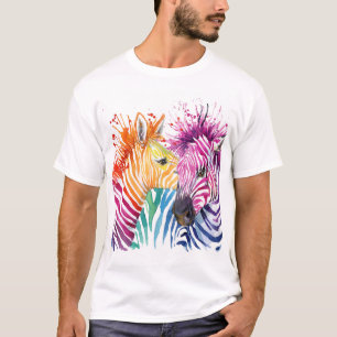 Camiseta Cebra arcoiris, ilustracion silvestre acuático.