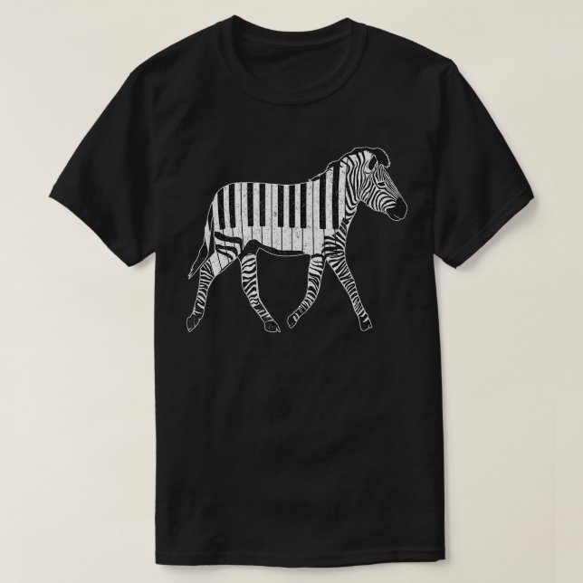 Camiseta Cebra Caballo Piano Hoja Música Teclado Piano Músi (Diseño del anverso)