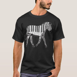 Camiseta Cebra Caballo Piano Hoja Música Teclado Piano Músi