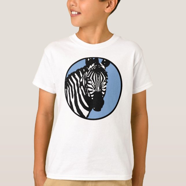 Camiseta cebra. círculo azul de pizarra. (Anverso)