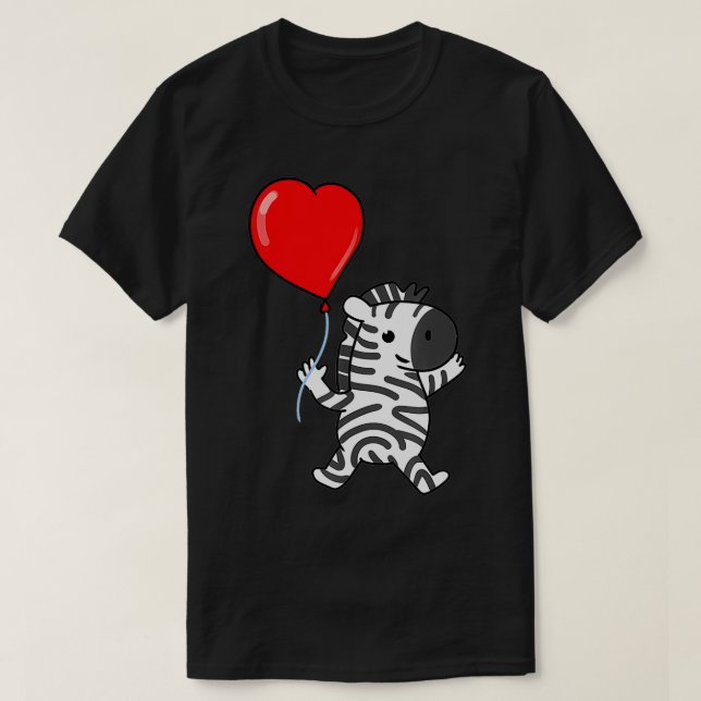 Camiseta Cebra con Día de San Valentín de globo cardíaco ce (Diseño del anverso)