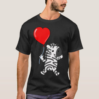 Camiseta Cebra con Día de San Valentín de globo cardíaco ce