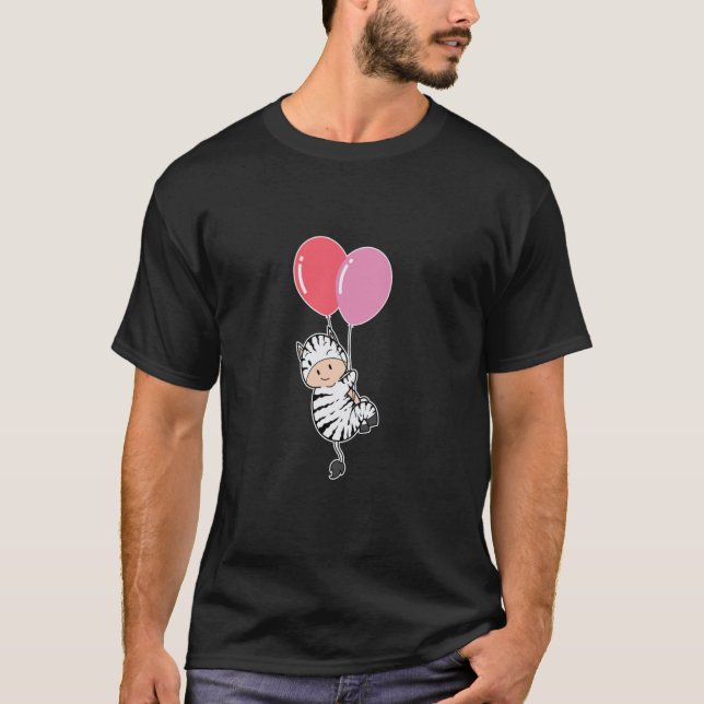 Camiseta Cebra con globo de cumpleaños (Anverso)