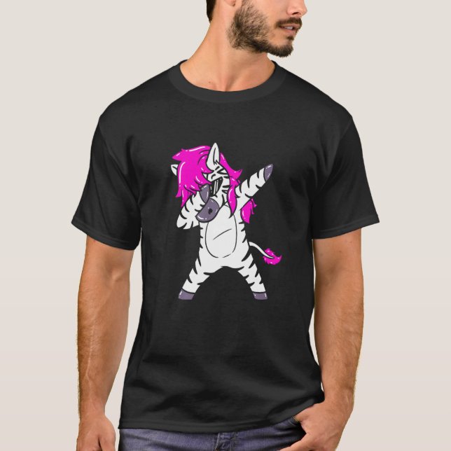 Camiseta Cebra Dabbing Con Caballo Rosa Mane (Anverso)