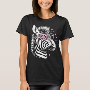 Camiseta Cebra de animales salvajes con gafas rosas