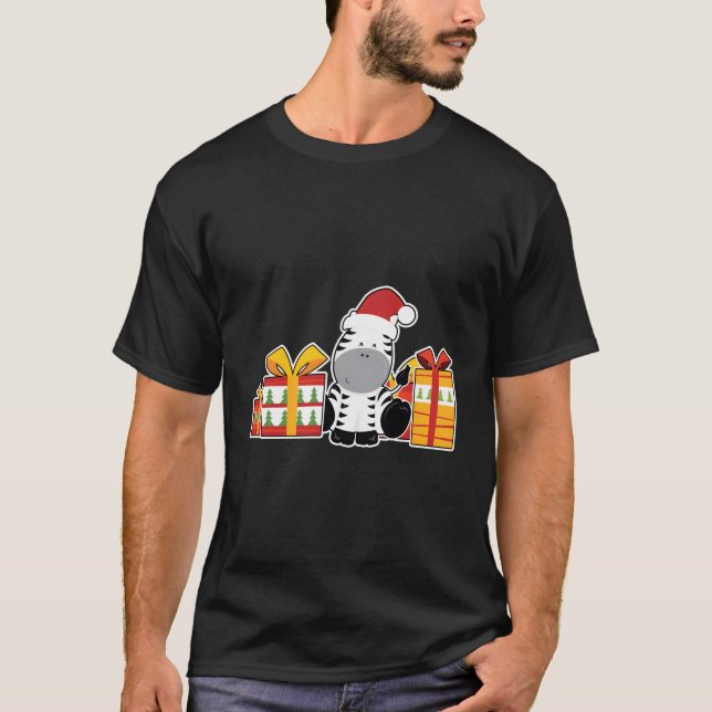 Camiseta Cebra De Bebé Con Navidades Cuos Cebra (Anverso)