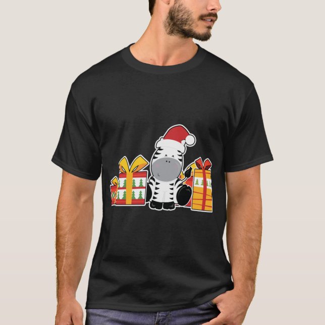 Camiseta Cebra de bebé con regalos - Cebra de Navidades de  (Anverso)
