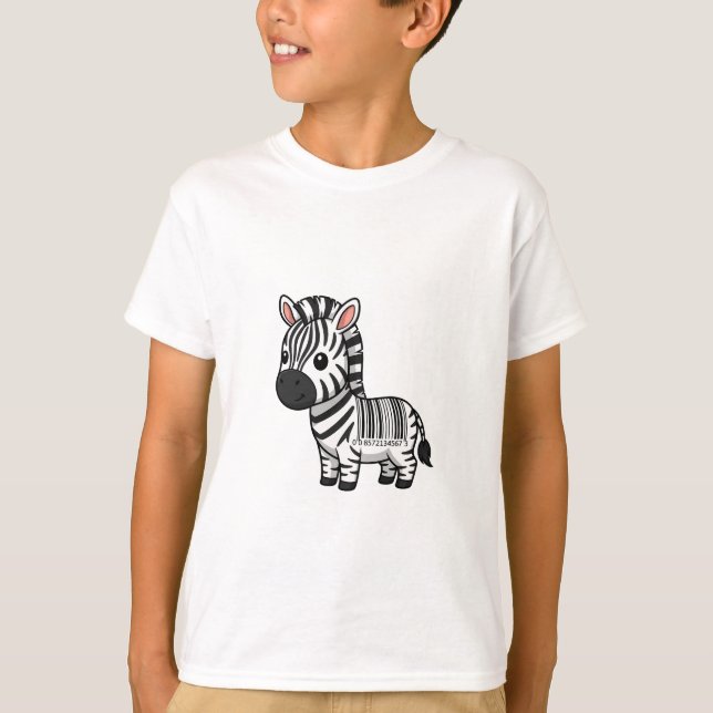 Camiseta Cebra de dibujos animados con rayas de código de b (Anverso)
