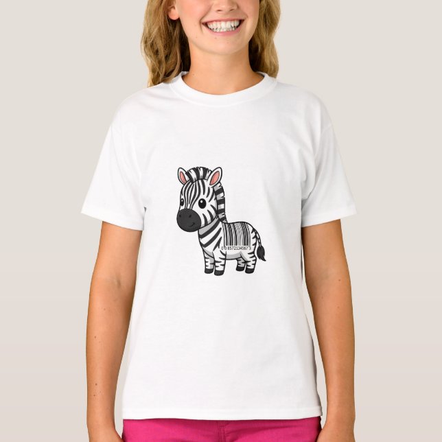 Camiseta Cebra de dibujos animados con rayas de código de b (Anverso)