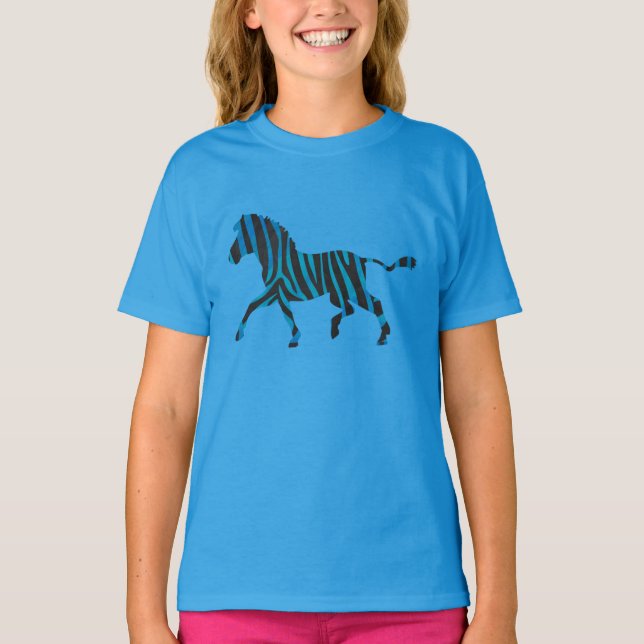 Camiseta Cebra de silueta negra y azul (Anverso)