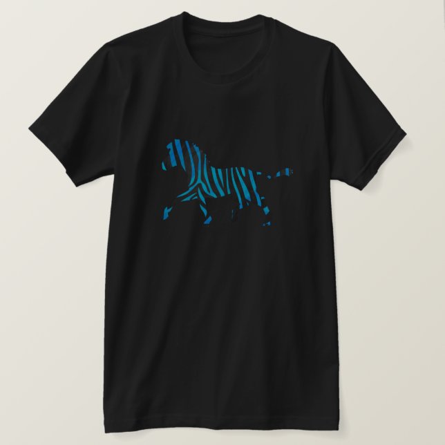 Camiseta Cebra de silueta negra y azul (Anverso del diseño)