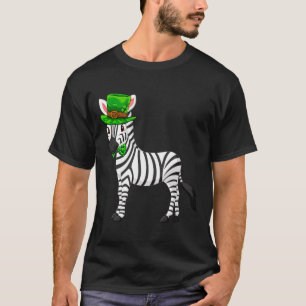Camiseta Cebra Día De San Patricio Con Un Sombrero De Duend