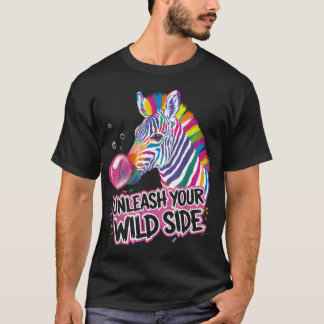 Camiseta Cebra Divertida Animal de Chicle Colorido