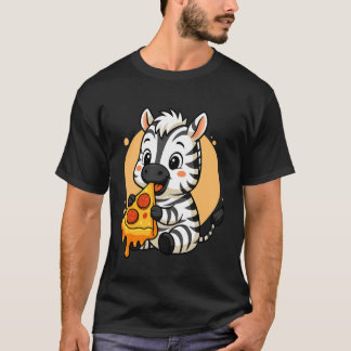 Camiseta Cebra Divertida Comiendo Pizza Gráfico Chicos Chic